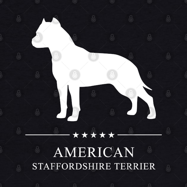 American Staffordshire Terrier Dog White Silhouette by millersye